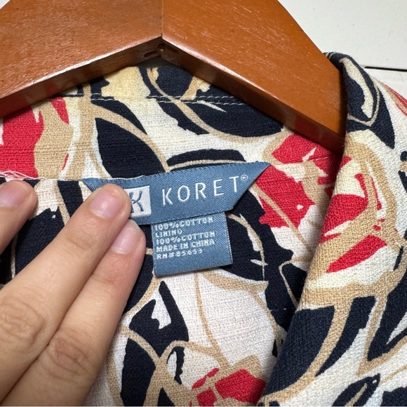 Vintage 80s Koret White Red Black Big Button Floral Jacket Women's Size XL - Picture 4 of 7